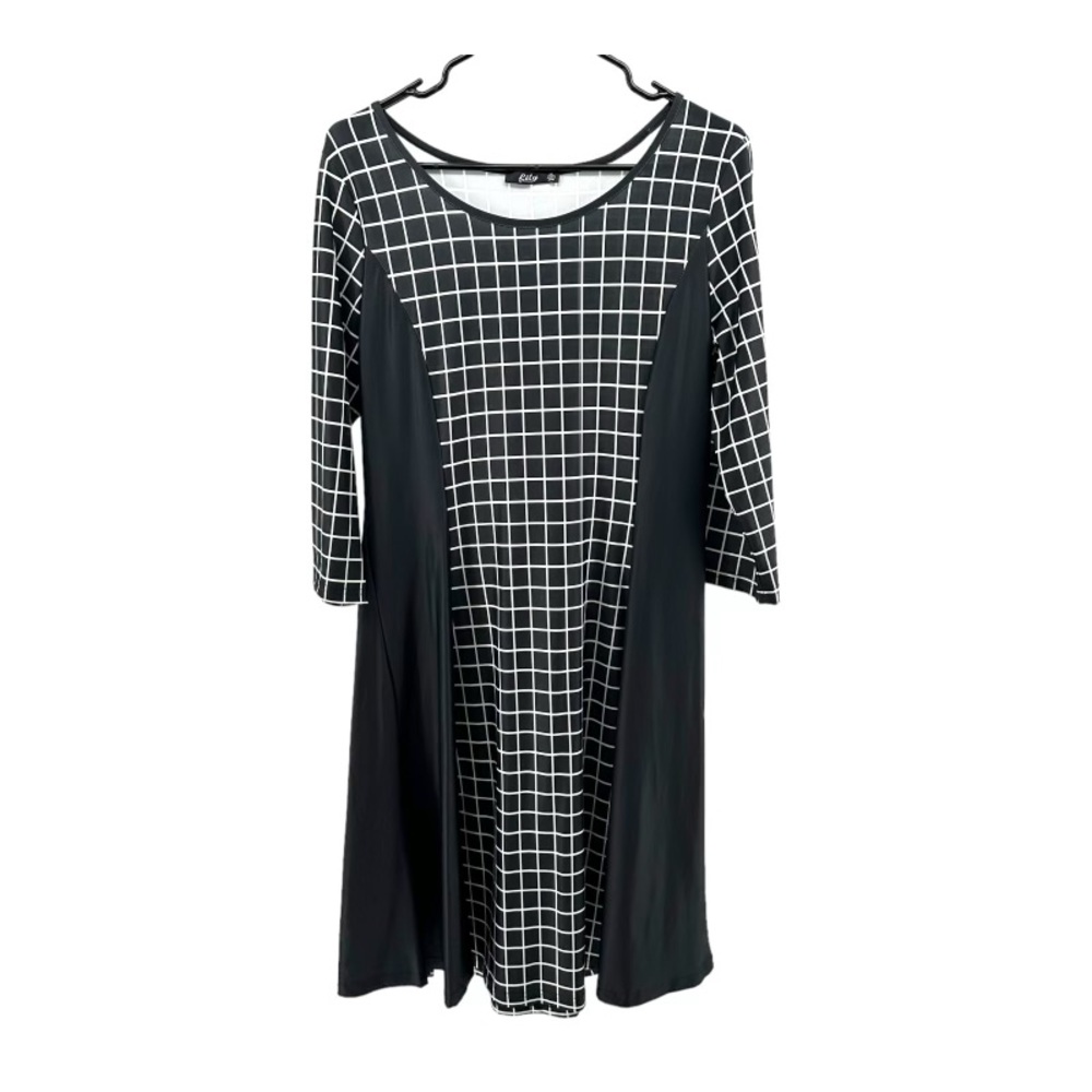 Lily by Firmiana | M Medium Black & White Geo Dress Swing
